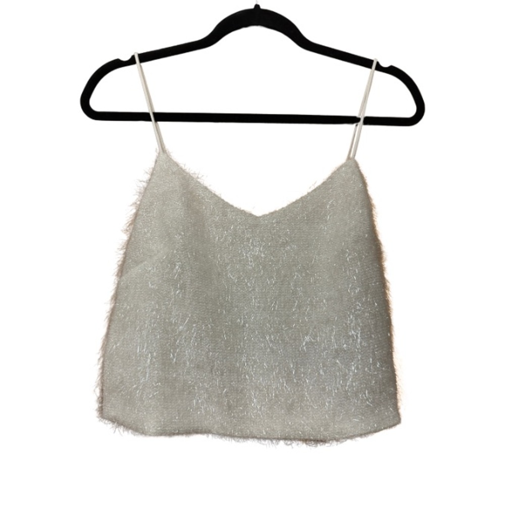 Forever 21 Metallic Cream Crop Top